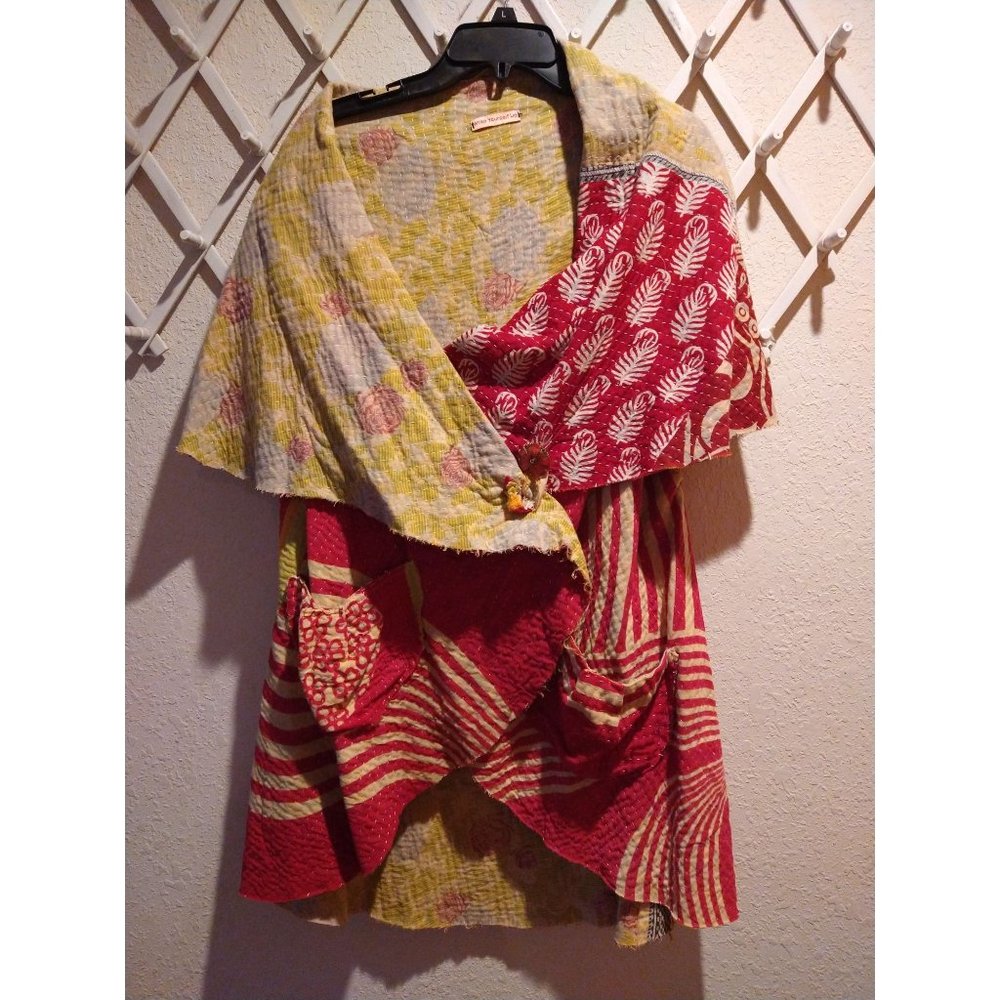 Handmade soft quilt wrap jacket one size